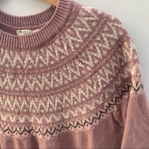 WoolOvers Pink Wool Long Sleeve Fairisle Sweater Dress